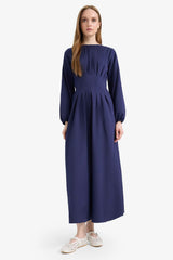 Defacto Kadın Long Sleeve Woven Dress F2728Ax - Koyu Lacivert