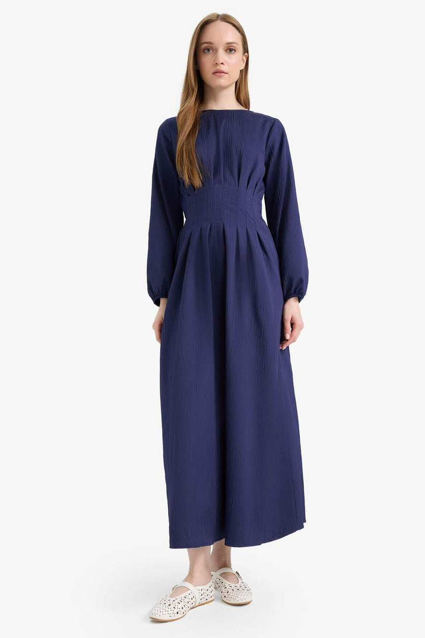 Defacto Kadın Long Sleeve Woven Dress F2728Ax - Koyu Lacivert