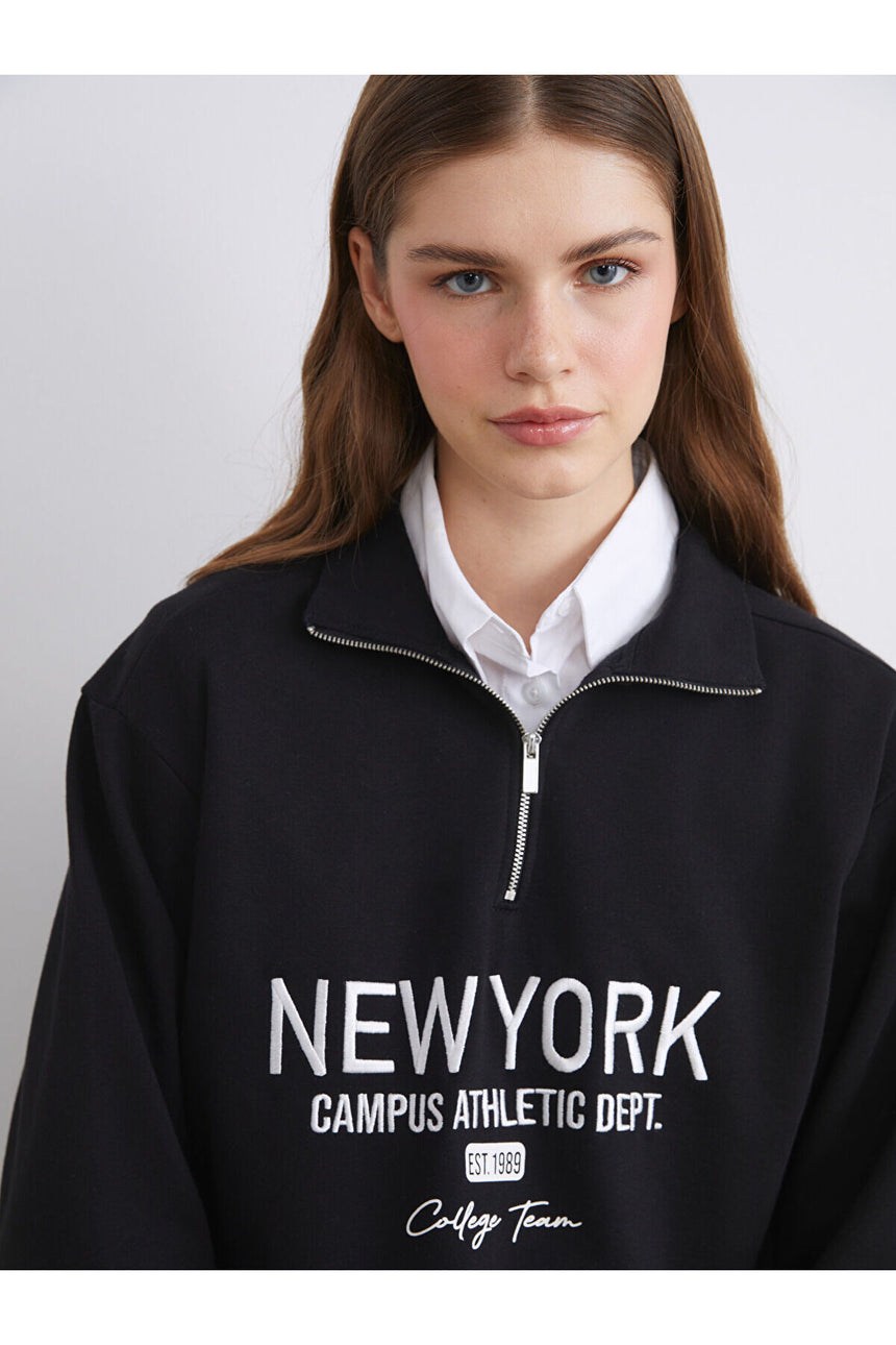 LC Waikiki Kadın Oversize Sweatshirt W5IC30F8 - Siyah