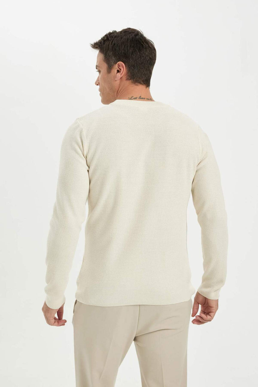 Defacto Erkek Pullover A5181Ax - Ekru