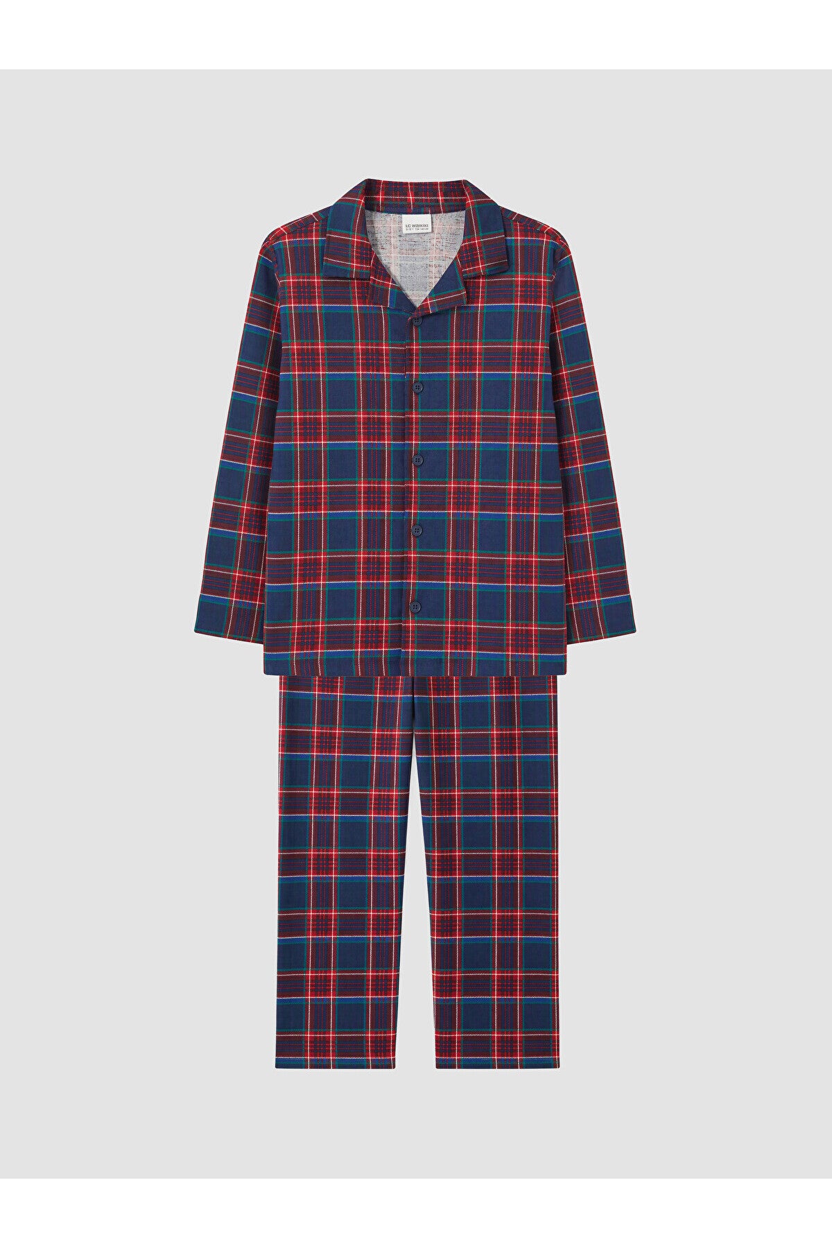 LC Waikiki Erkek Çocuk Ekose Pijama Takımı W6O247D4 - Koyu Lacivert