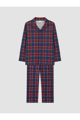 LC Waikiki Erkek Çocuk Ekose Pijama Takımı W6O247D4 - Koyu Lacivert