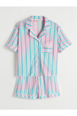 LC Waikiki Kadın Çizgili Şortlu Pijama Takımı S6BS24B8 - Karışık