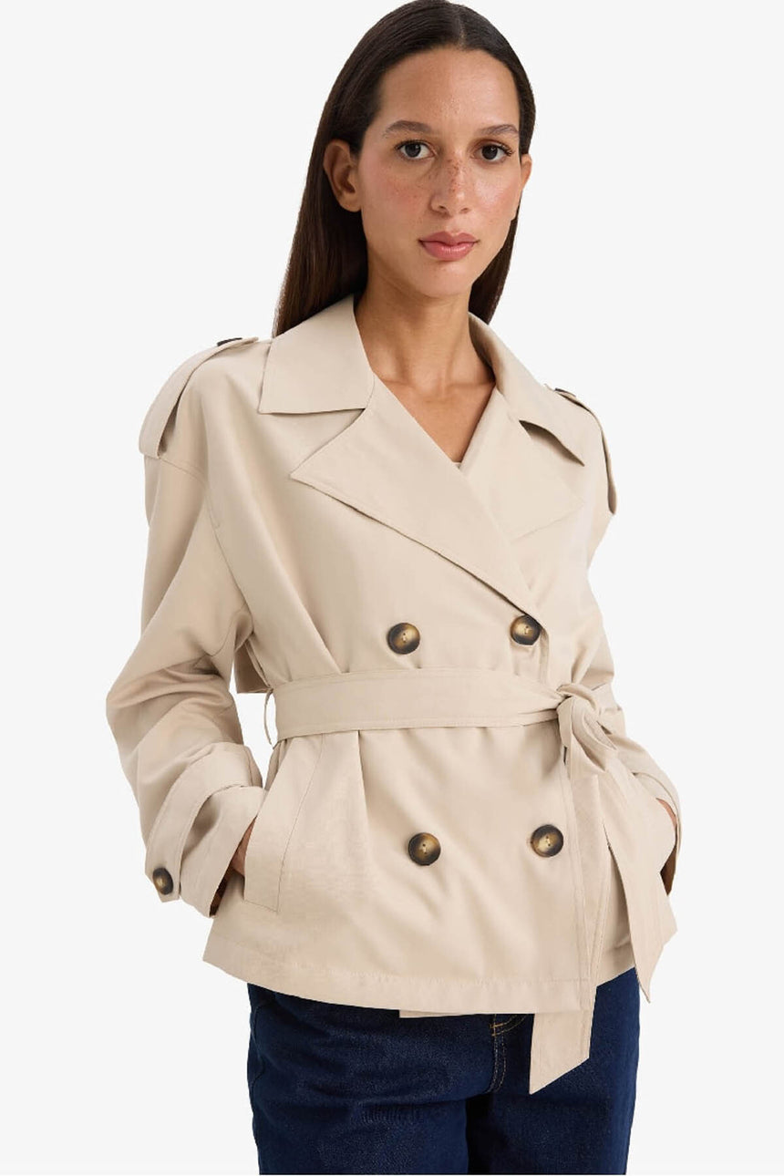 Defacto Kadın Trenchcoat E8581AX - Kum Beji