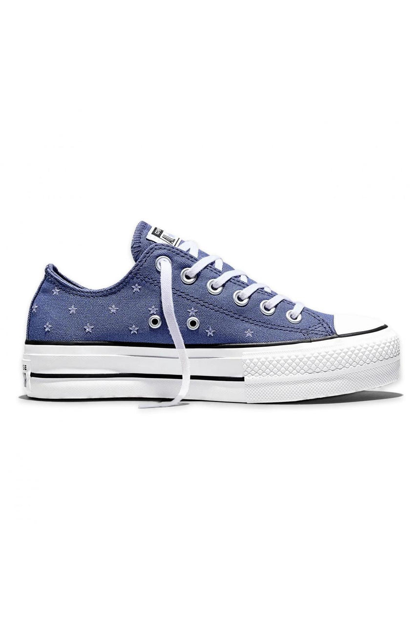 Converse Chuck Taylor All Star Lift Platform Embroidered Stars Ox A16114C.426 - Mavi