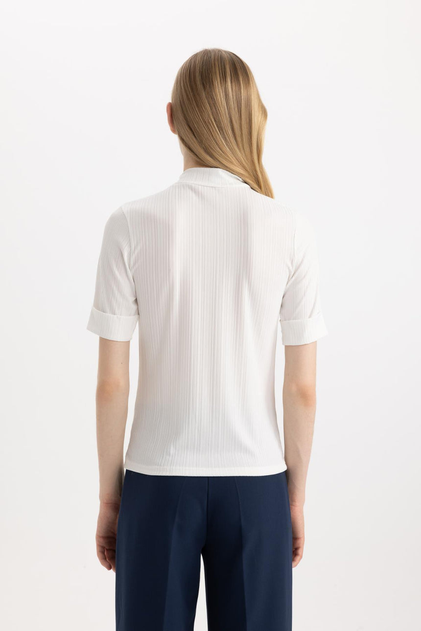 Defacto Kadın Short Sleeve T-Shirt B1177Ax - Ekru