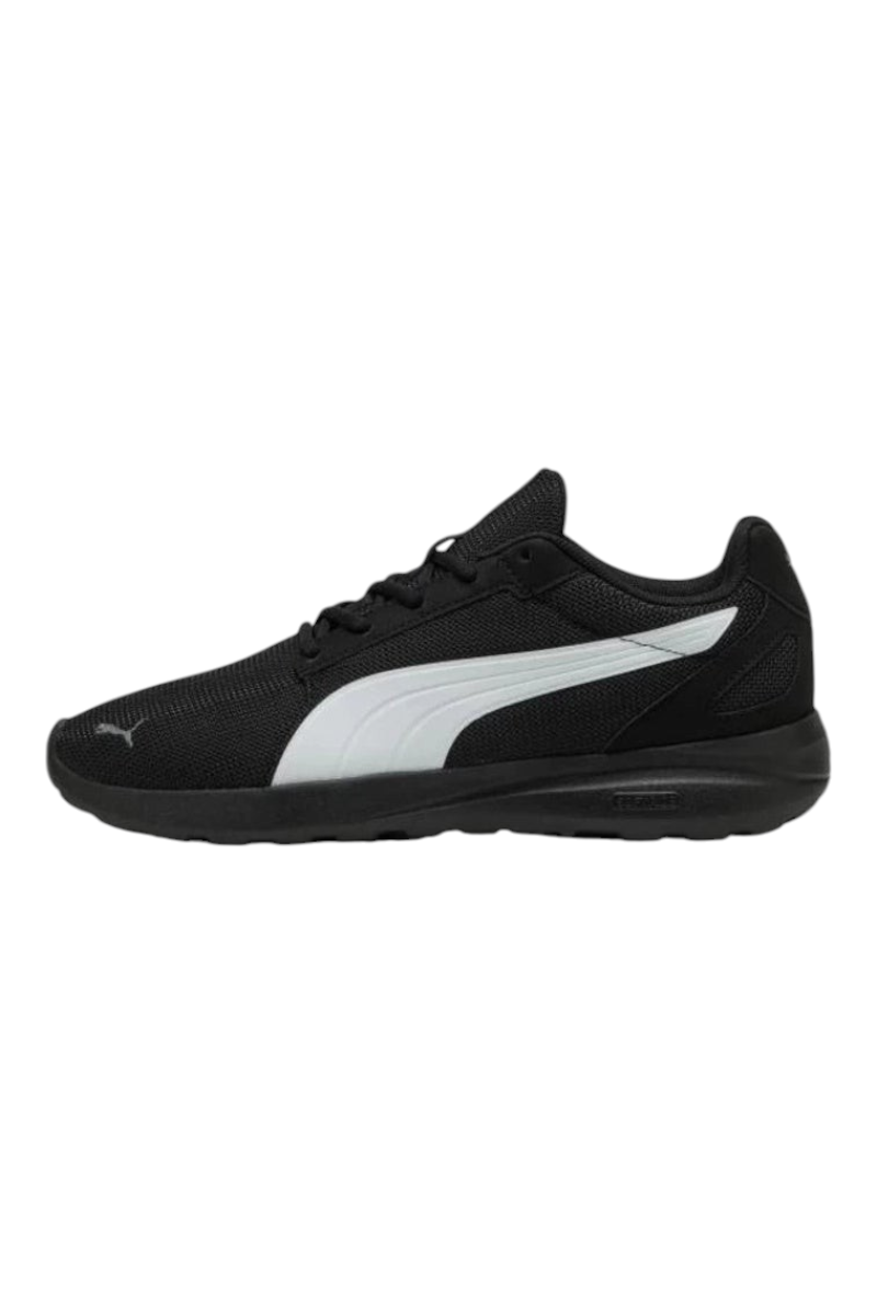 Sporline Puma Softride Cosmic LT erkek sneaker, siyah file yüzeyli ve beyaz detaylı spor ayakkabı