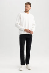 Defacto Erkek Sweat Shirt T5139Az - Kırık Beyaz