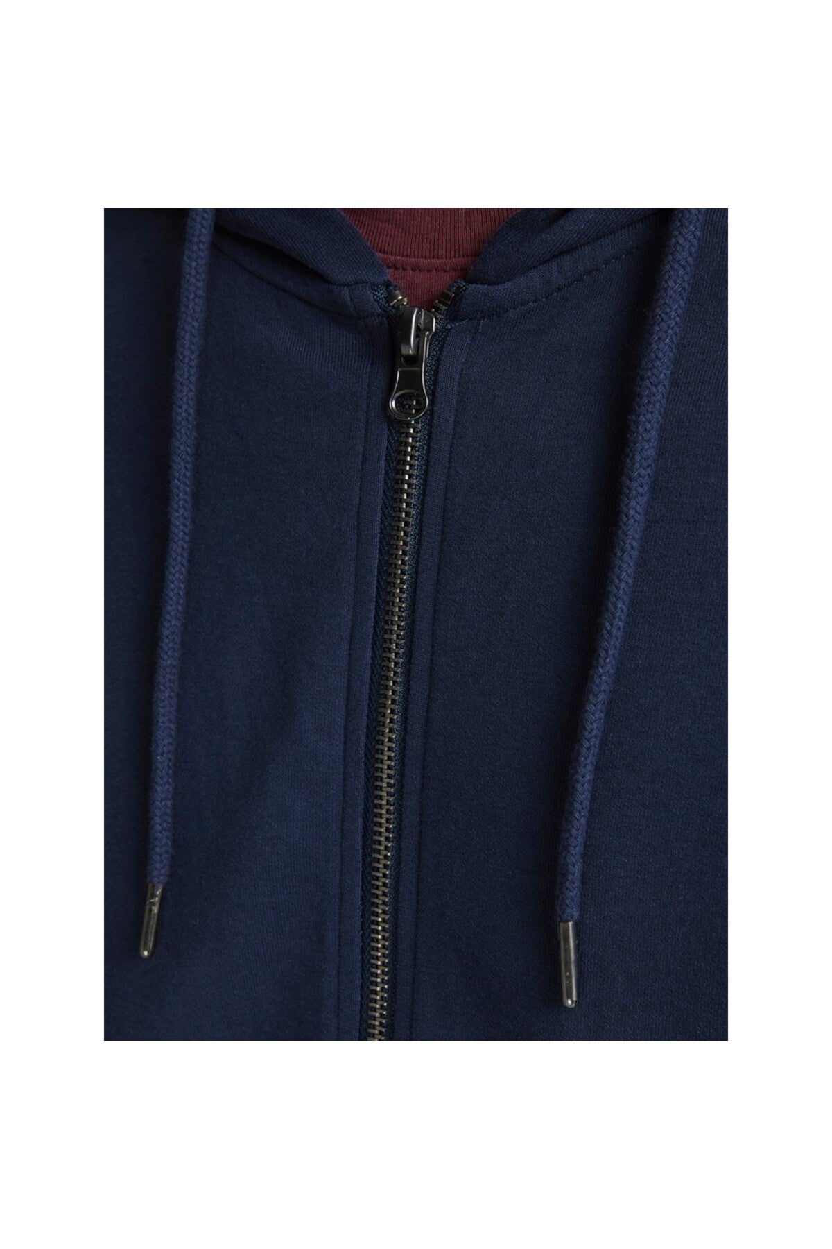 Jack & Jones Plus Basic Erkek Büyük Beden Kapüşonlu Fermuarlı Sweatshirt 12182493 - Koyu Lacivert