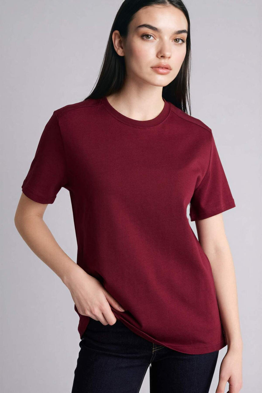 Defacto Kadın Short Sleeve T-Shirt A9428AX - Bordo