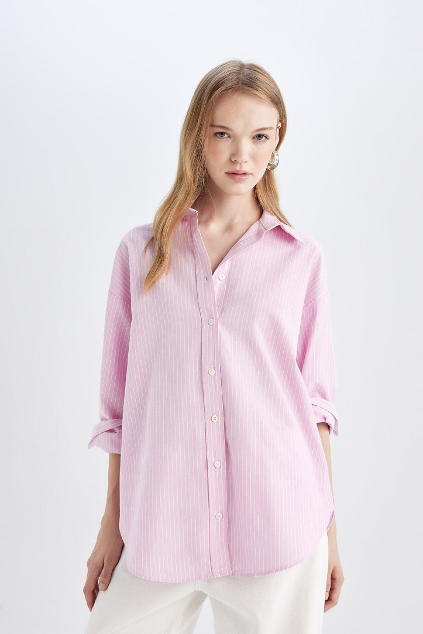 Defacto Kadın Long Sleeve Shirt D4015Ax - Açık Pembe