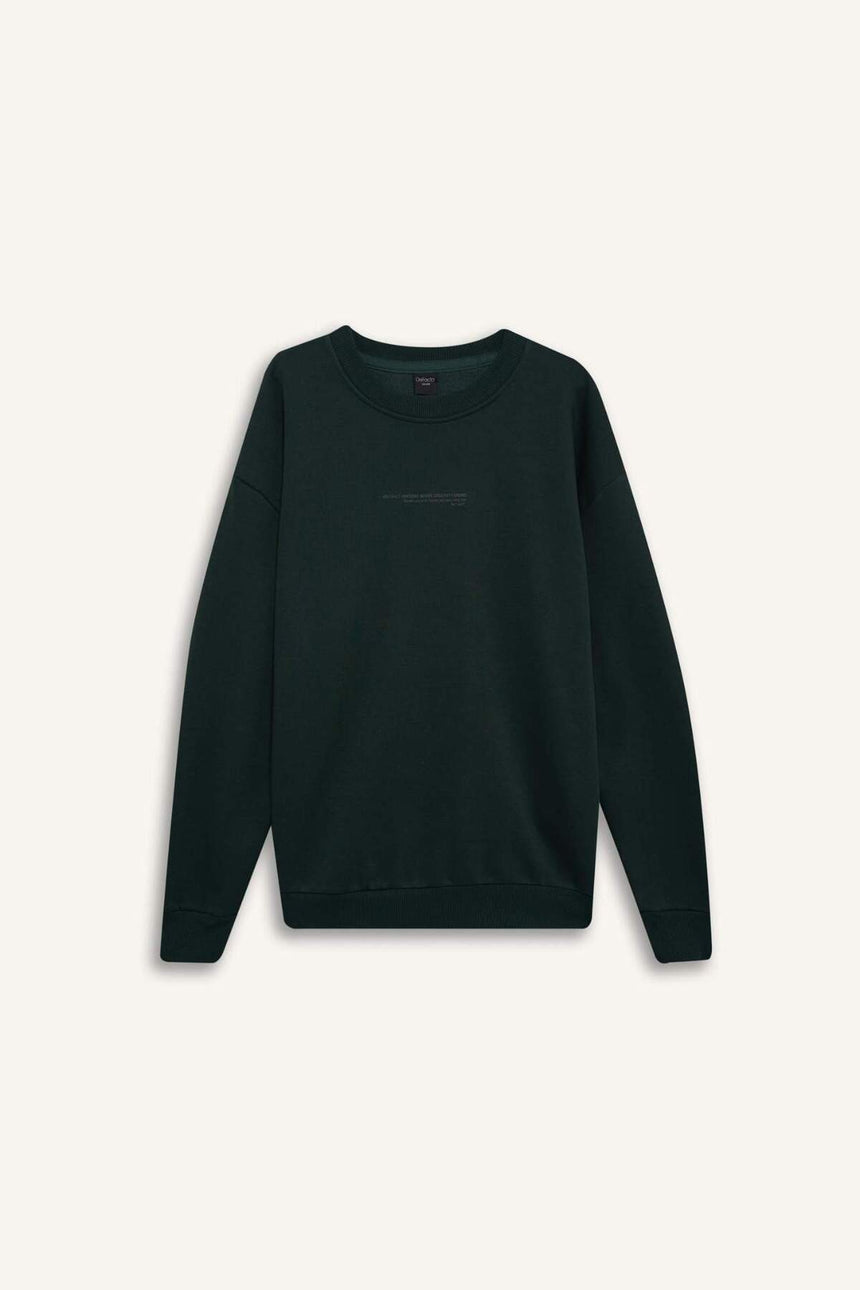 Defacto Erkek Sweat Shirt X8282Az - Koyu Yeşil