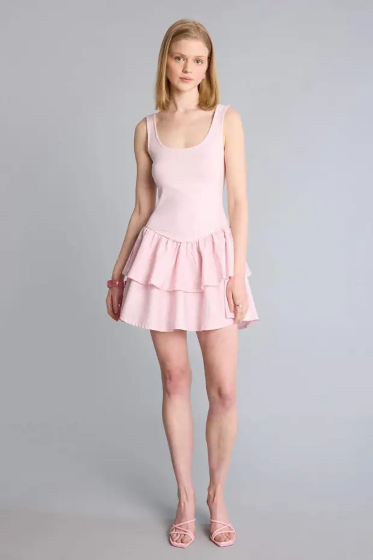 Defacto Kadın Short Sleeve Knitted Dress H7108AX - Pembe