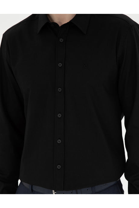 pierre cardin erkek dokuma gömlek 1833516 - Siyah