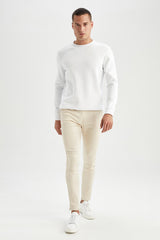 Defacto Erkek Sweat Shirt T3777Az - Kırık Beyaz