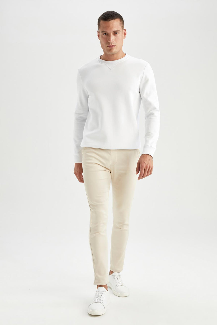 Defacto Erkek Sweat Shirt T3777Az - Kırık Beyaz