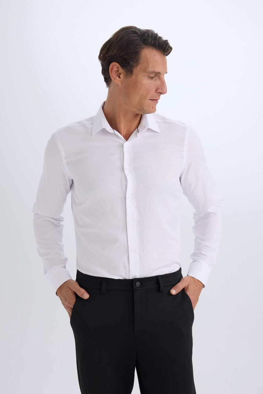 Defacto Erkek Long Sleeve Shirt R4340Az - Mor/ Beyaz