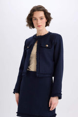 DeFacto D5040AX Kadın Blazer Ceket - Koyu Lacivert