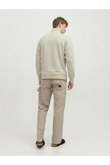 Jack & Jones Bradley Erkek Yarım Fermuarlı Sweatshirt 12250747 - Bej / Açık Gri