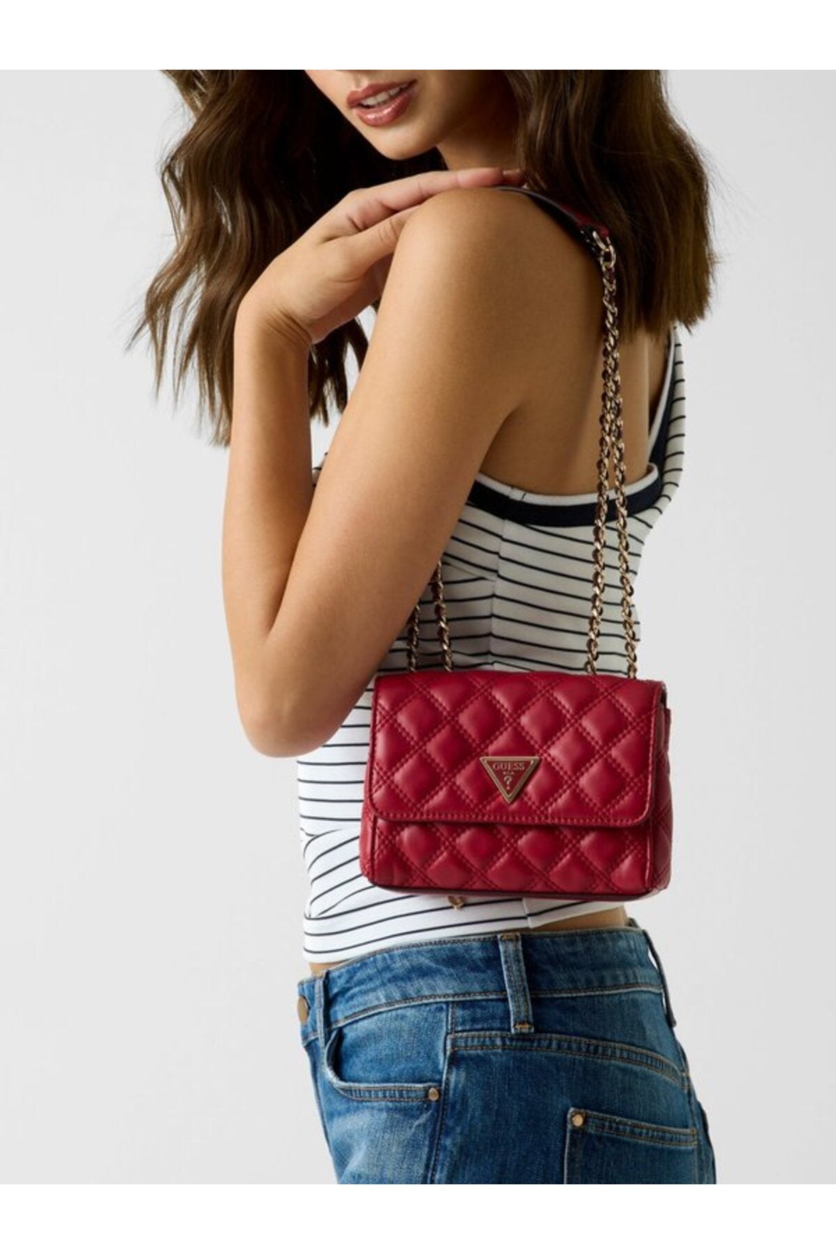 Guess Giully II Mini Kadın Omuz Çantası HWQG9673740 - Kahverengi