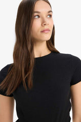 Defacto Kadın Short Sleeve T-Shirt K7064Az - Siyah