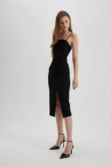 Defacto Kadın Short Sleeve Woven Dress A4878Ax - Siyah