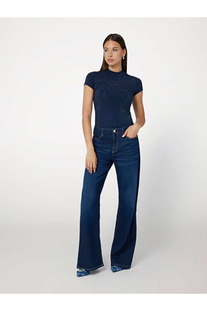 GUESS KADIN SS MOCK NECK ALL OVE W4BI26J1314 - Mavi