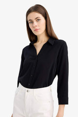 Defacto Kadın Long Sleeve Shirt K4655Az - Siyah