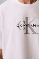 Calvin Klein Erkek SS Hero Monologo Tee 20s LV04RB862G - Beyaz