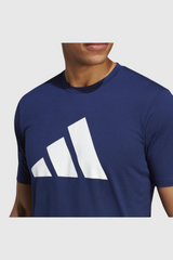Sporline adidas unisex koyu mavi beyaz logolu tekstil tişört