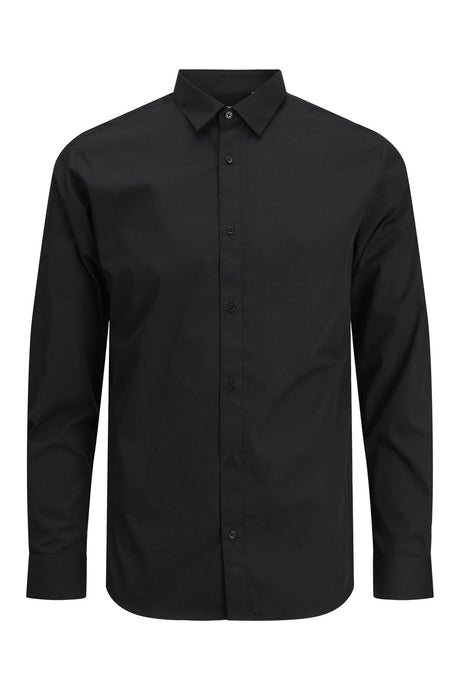 JACK&JONES PLUS JJJOE SHIRT LS PLAIN NOOS PLS 12200623 - Siyah