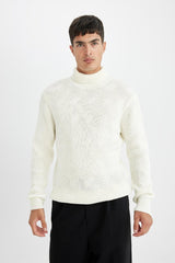 Defacto Erkek Pullover A9517Ax - Kırık Beyaz