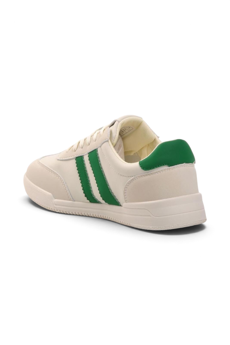 Sporline Pierre Cardin bej renkli, yeşil detaylı suni deri erkek sneaker ayakkabı