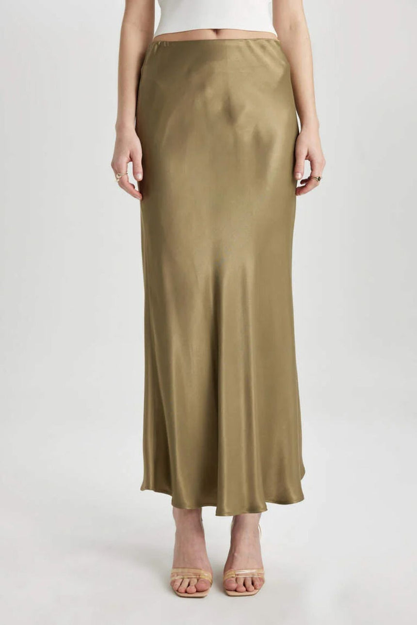 Defacto Kadın Woven Skirt B1867Ax - Açık Haki Yeşili