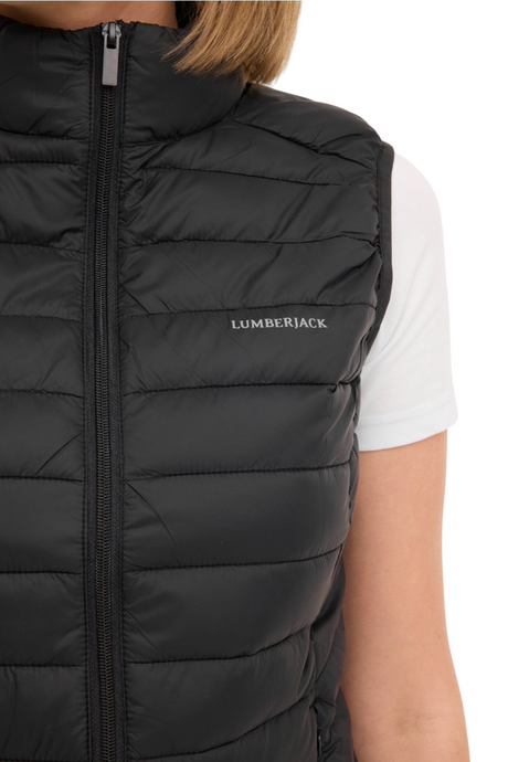 Sporline Lumberjack siyah renkli, fermuarlı, dik yakalı kadın şişme yelek