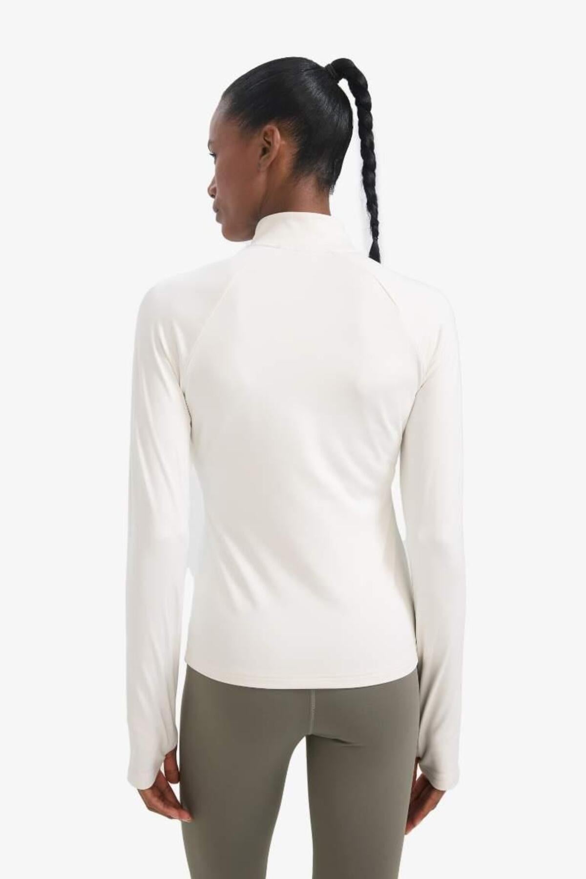 Defacto Kadın Long Sleeve T-Shirt B0811AX - Ekru