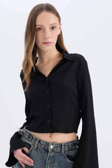 Defacto Kadın Long Sleeve Shirt A0012Ax - Siyah