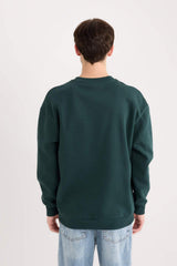 Defacto Erkek Sweat Shirt X8282Az - Koyu Yeşil