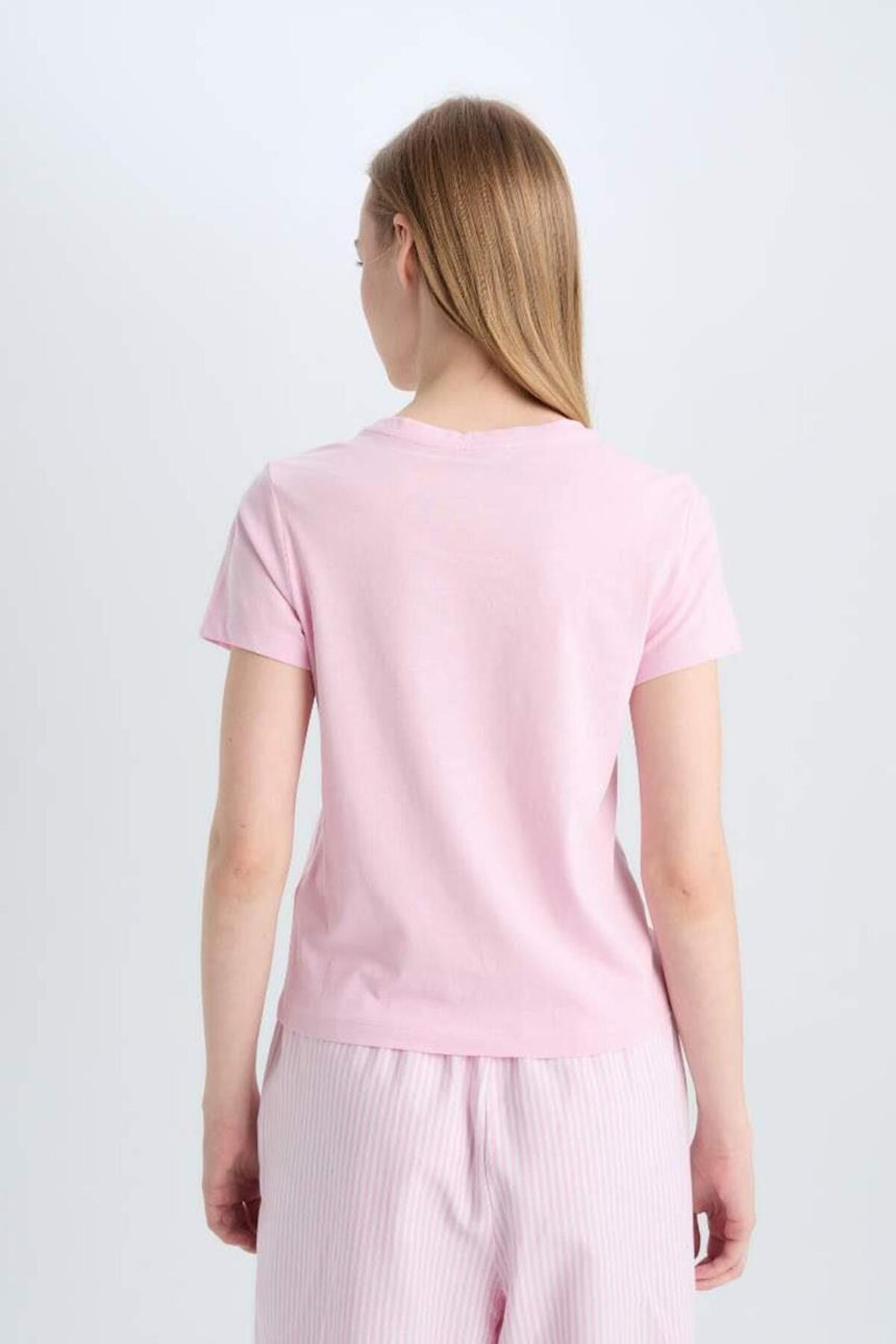 Defacto Kadın Short Sleeve T-Shirt C3852Ax - Pembe