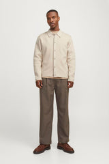 JACK&JONES JJELEGACY BLOCKING SWEAT HOOD NOOS 12271403 - Açık Krem