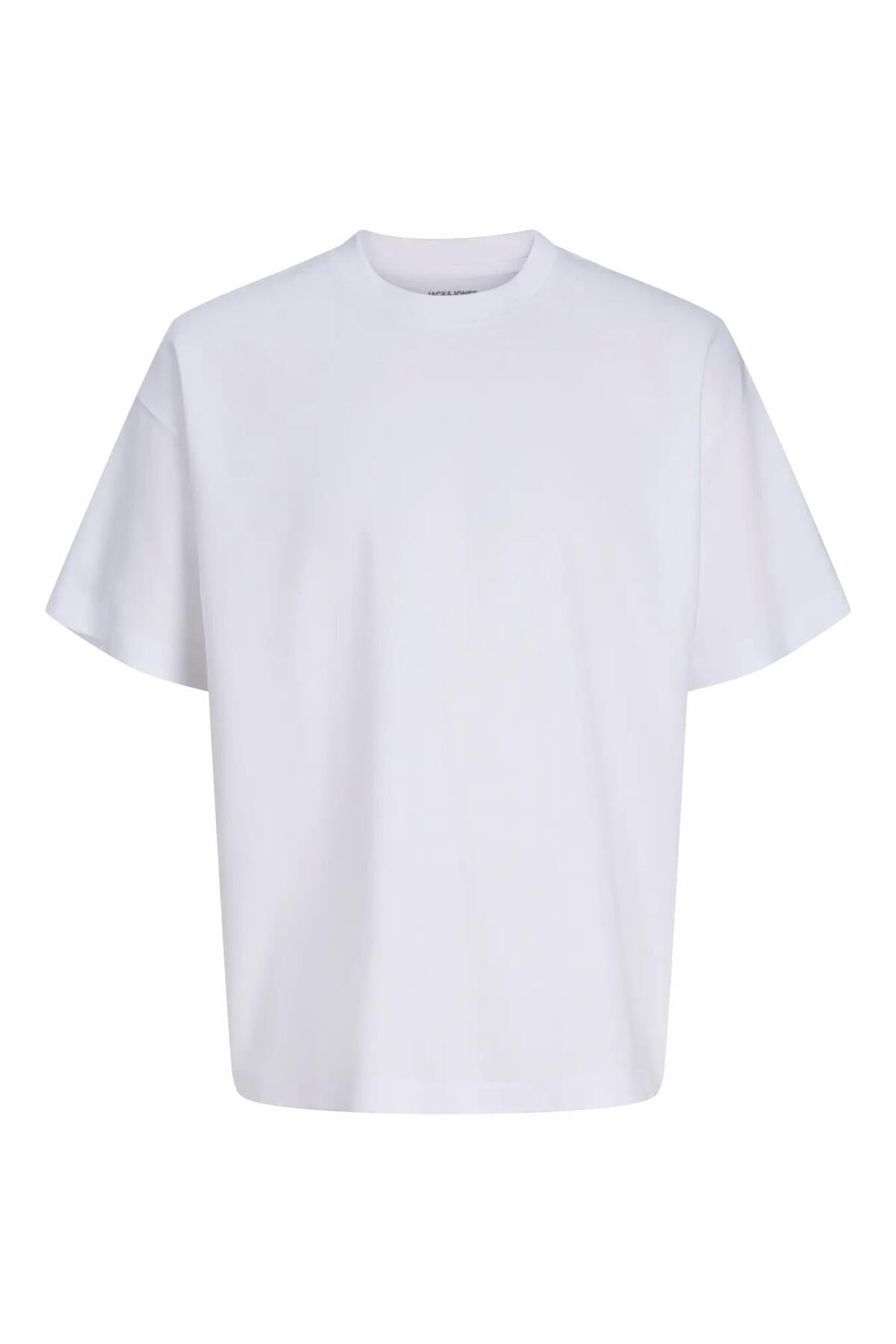 JACK&JONES JJEBARRON TEE SS O-NECK NOOS 12298906 - Beyaz