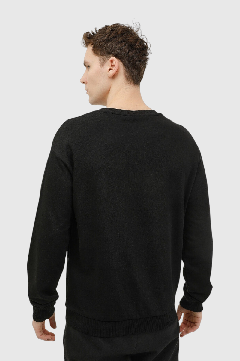 Sporline Lumberjack siyah erkek sweatshirt, regular kesim, %100 tekstil kumaş, sırt görünümü.