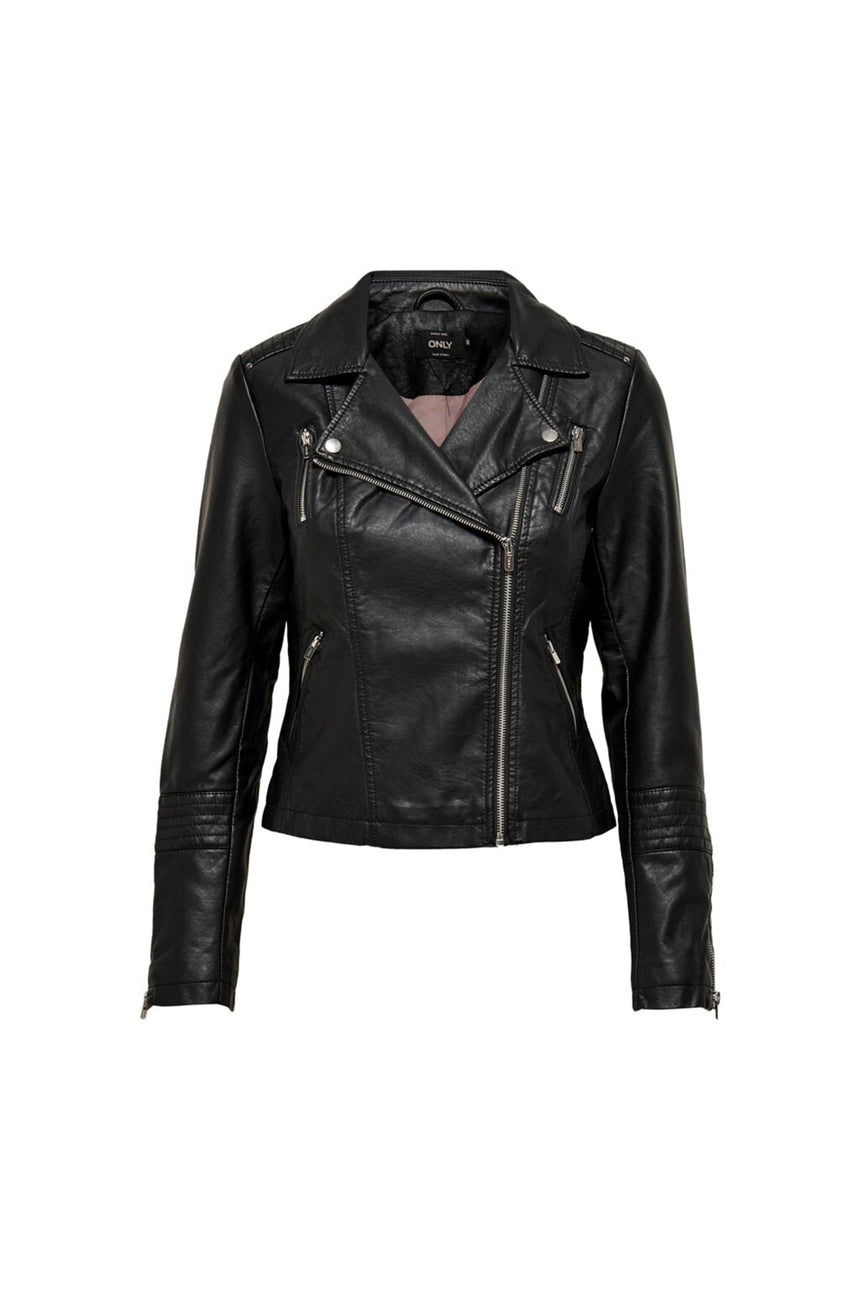 Only 15153079 ONLGEMMA FAUX LEATHER BIKER OTW NOSS MONT - Siyah