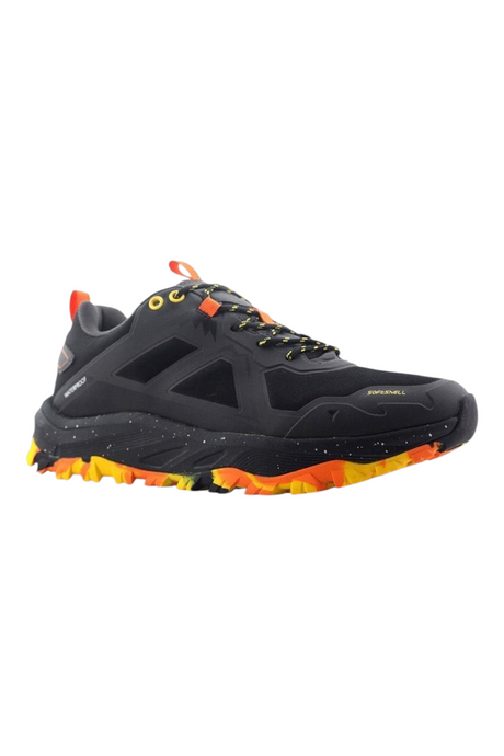 Sporline Lumberjack Dallas siyah erkek outdoor ayakkabı, turuncu detaylı tırtıklı taban ve su geçirmez softshell yapı