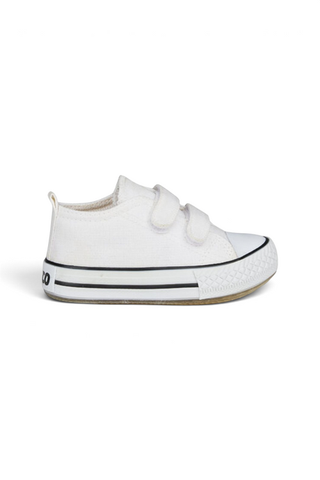 Sporline Vicco beyaz deri ve tekstil çocuk sneaker, cırt cırtlı tasarım ve kauçuk taban detayı ile