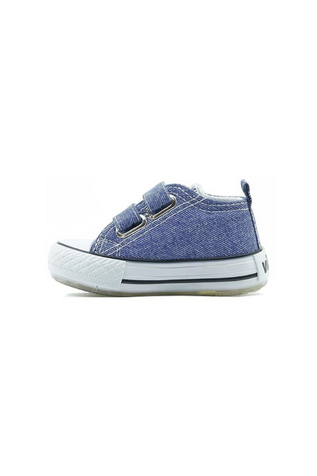 Sporline Vicco kot mavisi tekstil çocuk sneaker, cırt cırtlı bantlı ve beyaz tabanlı yan görünüm