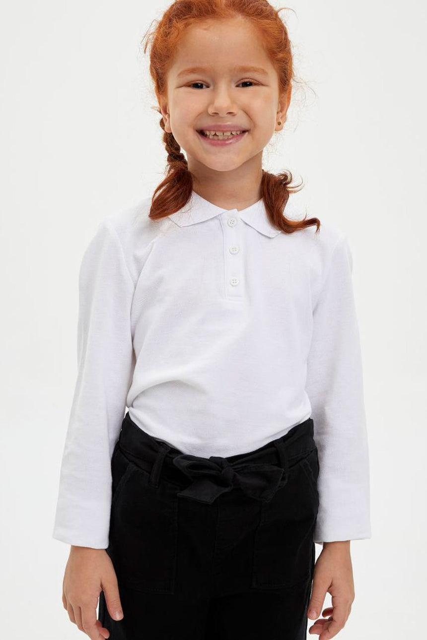 Defacto Çocuk Long Sleeve Polo T-Shirt J0010A6 - Beyaz