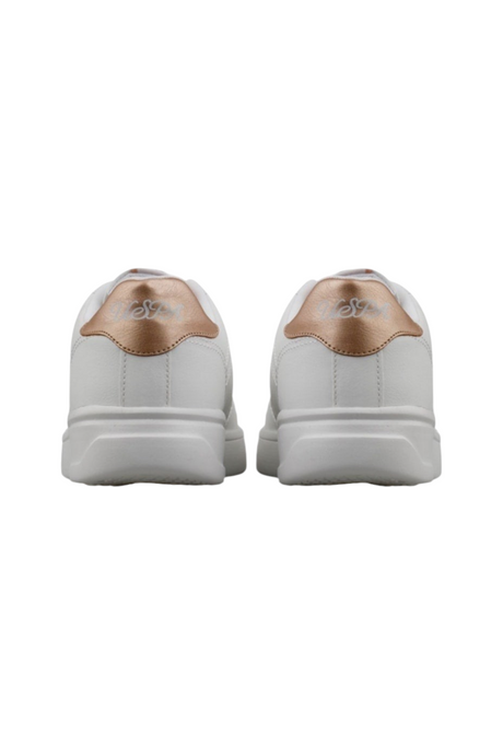 Sporline U.S. Polo Assn. 6P beyaz sneaker, topuk kısmında rose gold detaylı şık ve rahat günlük spor ayakkabı.