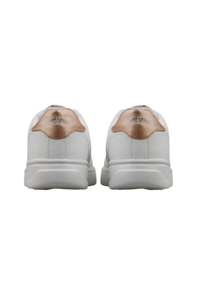 Sporline U.S. Polo Assn. 6P beyaz sneaker, topuk kısmında rose gold detaylı şık ve rahat günlük spor ayakkabı.