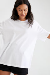 Defacto Kadın Short Sleeve T-Shirt V4136Az - Beyaz